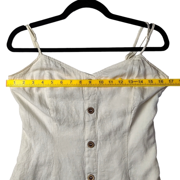 Garage‎ Linen Blend Cross-back Mini Dress Button Front Sleeveless Size Small - Picture 9 of 11